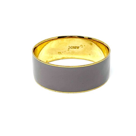 J Crew Chunky Bangle Bracelet Gray Gold Tone 1" Wide Statement Fashion Costume - Picture 4 of 9